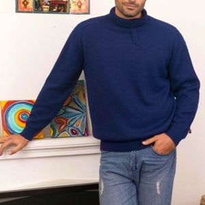 NOVICA Indigo Men's 100% Alpaca Pullover Sweater Size S